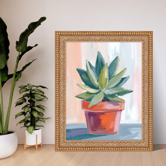 Succulent Houseplant Watercolor Botanical ポスター
