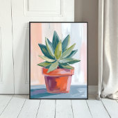 Succulent Houseplant Watercolor Botanical ポスター