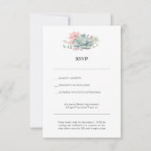 Succulent Hybrid Wedding RSVP Card with QR Code 招待状 (正面)