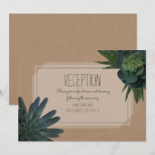  succulent-inspired cardstock wedding reception 招待状 (正面/裏面)