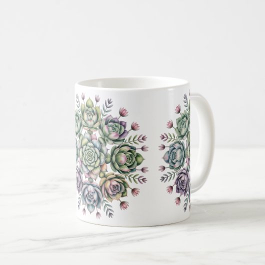 Succulent mandala pattern コーヒーマグカップ (正面右)