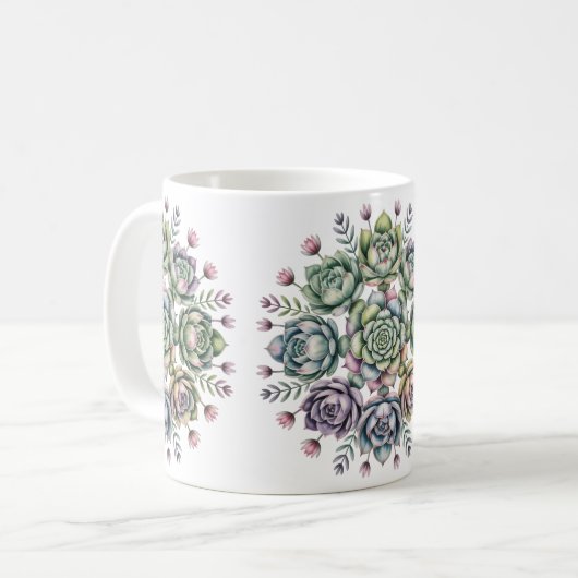 Succulent mandala pattern コーヒーマグカップ (正面左)