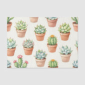 Succulent Plants Seamless Pattern Terracotta Pots 薄葉紙 (正面)