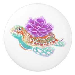 Succulent Sea Turtle Spirit Animal Ceramic Knob セラミックノブ