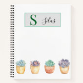 Succulent Watercolor Spiral Notebook ノートブック (正面)