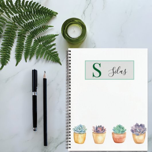 Succulent Watercolor Spiral Notebook ノートブック