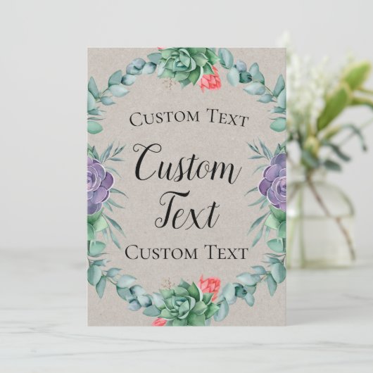 Succulent Welcome Sign 5x7" 招待状 (スタンド正面)