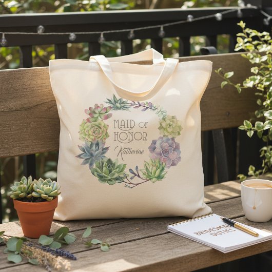 Succulent Wreath Maid of Honor ID517 トートバッグ