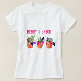 Succulentsおよびクリスマスの照明のTシャツ Tシャツ