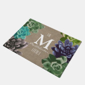 Succulentsのフェイクなバーラップ-姓 ドアマット (アングル)