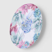 Succulentsのモダンでシックなフェスタの庭の花の白 ラージ壁時計 (傾斜)