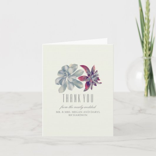 Succulentsの結婚は感謝していしています サンキューカード (正面)