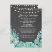 Succulentsの調節のミントの結婚式のチョーク エンクロージャーカード (正面/裏面)