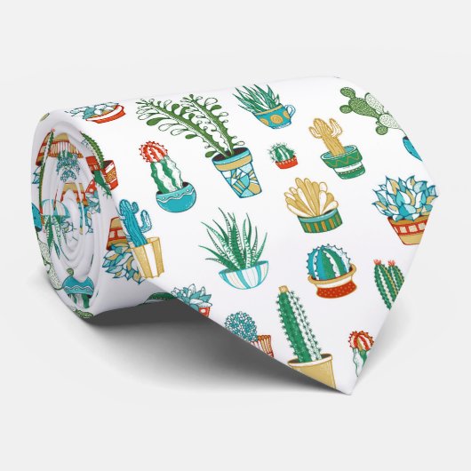 Succulentsパターン ネクタイ (ロール)