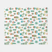 Succulentsパターン フリースブランケット (正面(横))