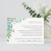 Succulents緑の幾何学的なフレーム詳細カード 招待状 (スタンド正面)