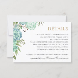 Succulents緑の幾何学的なフレーム詳細カード 招待状