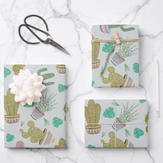 Succulents Gift Wrapping Paper ラッピングペーパーシート (正面)