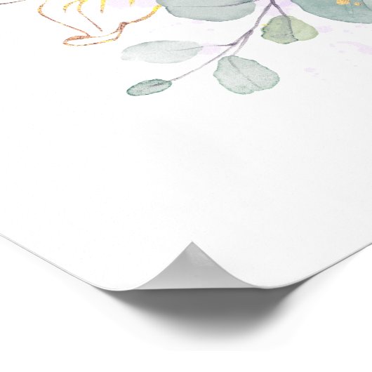 Succulents Greenery Wedding Welcome Poster ポスター (角)