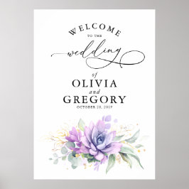 Succulents Greenery Wedding Welcome Poster ポスター