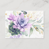 Succulents Purple Greeneryの結婚Webサイトカード 名刺 (裏面)