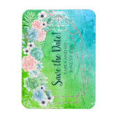  Succulents Save the Date ジオメトリック マグネット (縦)