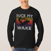 Suck My Wake Jet Ski Retro 70s 80S Jet Skiing Vin Tシャツ (正面)