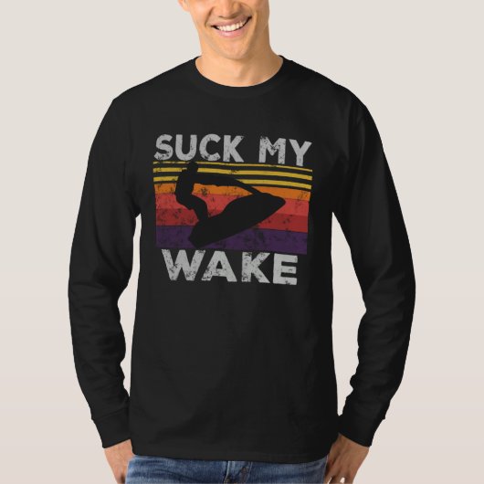 Suck My Wake Jet Ski Retro 70s 80S Jet Skiing Vin Tシャツ (正面)