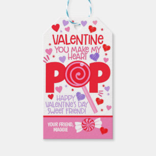 Sucker Valentineあなたが私のハートポップ・アートのメッセージカード ギフトタグ