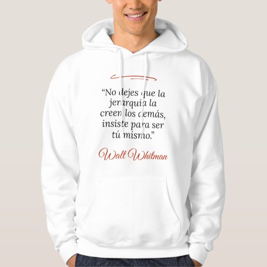 Sudadera blanca encapuchada unise, frases poéticas パーカ (正面)