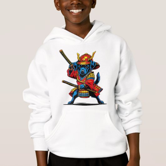 Sudadera con capucha de niños Perrito Samurái (正面)