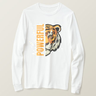Sudadera con dibujo de Tigre y palabra Powerful Tシャツ