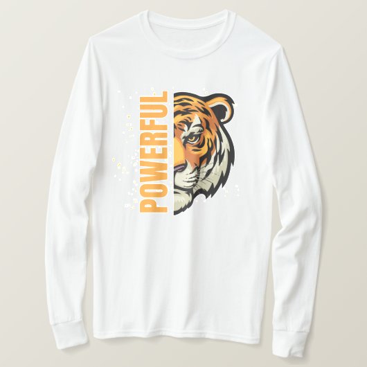Sudadera con dibujo de Tigre y palabra Powerful Tシャツ (デザイン正面)
