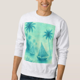 sudadera hombre playa paisaje en azul  スウェットシャツ