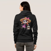 Sudadera negra M con catrina reverso パーカ (裏面フル)