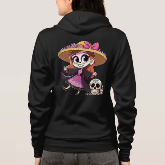 Sudadera negra M con catrina reverso パーカ (裏面)