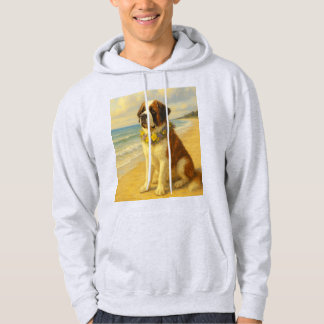 Sudadera perro San Bernardo en la playa a pintura パーカ