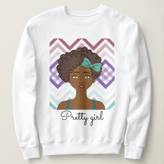 Sudadera Pretty Girl, con dibujo de chica afro スウェットシャツ (デザイン正面)