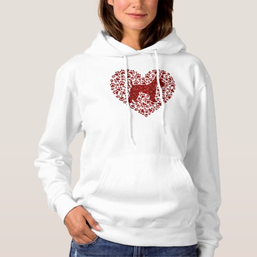 Sudadera Schnauzer Silhouette Heart Paws Adorable パーカ (正面)