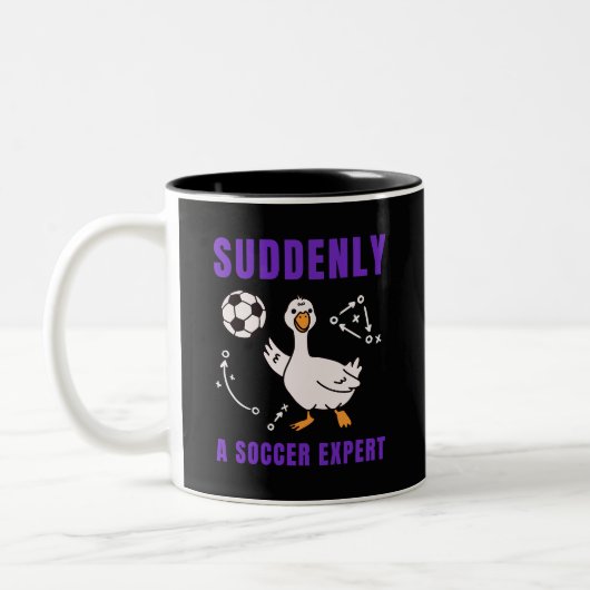 Suddenly a soccer expert ツートーンマグカップ (左)