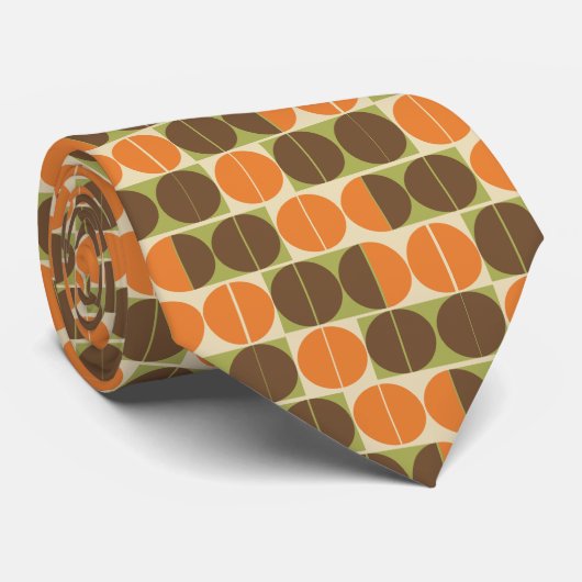Suddenly Seventies Orange Brown Green Geometric ネクタイ (ロール)