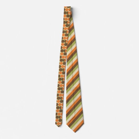 Suddenly Seventies Orange Brown Green Geometric ネクタイ (裏面)