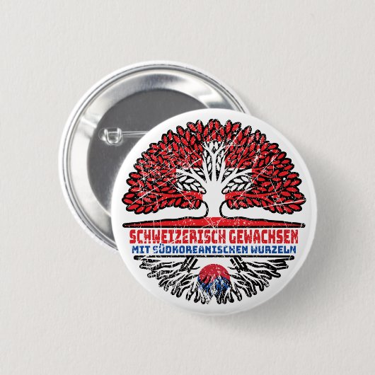 Südkorea Südkoreanisch Schweizer Schweiz Baum 缶バッジ (正面&裏面)