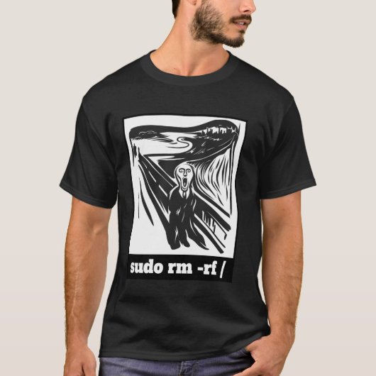 Sudo RM -RF プログラマー システム管理者 開発者 ユーモア コード Tシャツ (正面)