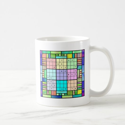 Sudokuのステンドグラスのデザイン コーヒーマグカップ (右)