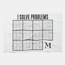 SUDOKU I問題を解決モノグラム キッチンタオル