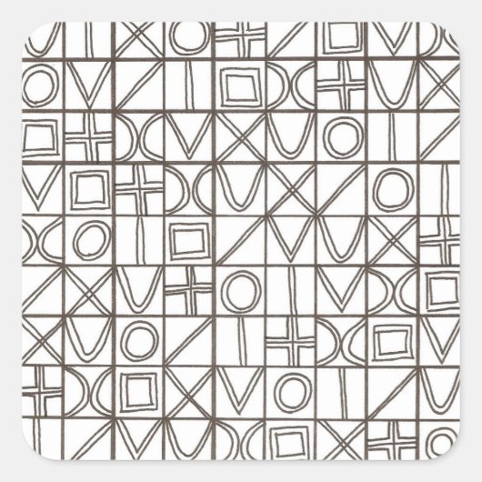 Sudoku Two-Black And White Abstract Art スクエアシール (正面)