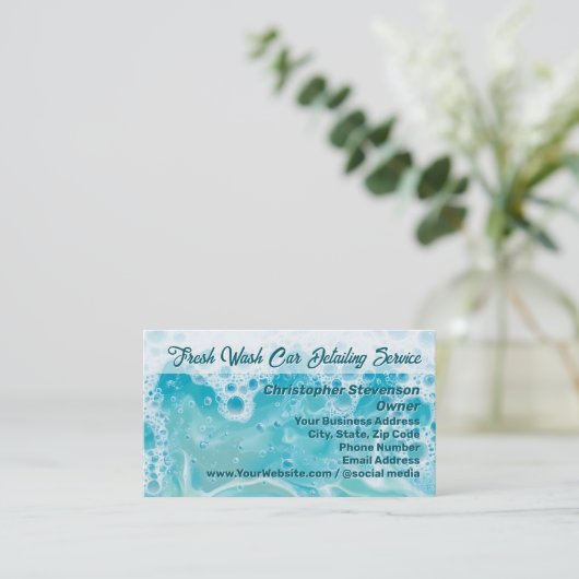 Sudsバブル青い水の車の詳細清掃 名刺 (スタンド正面)