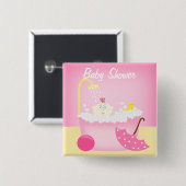 SudsyバスタブPinkベビーシャワーピン 缶バッジ (正面&裏面)