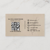 Suede Neutral Scissors QR Code Hair Stylist  名刺 (裏面)